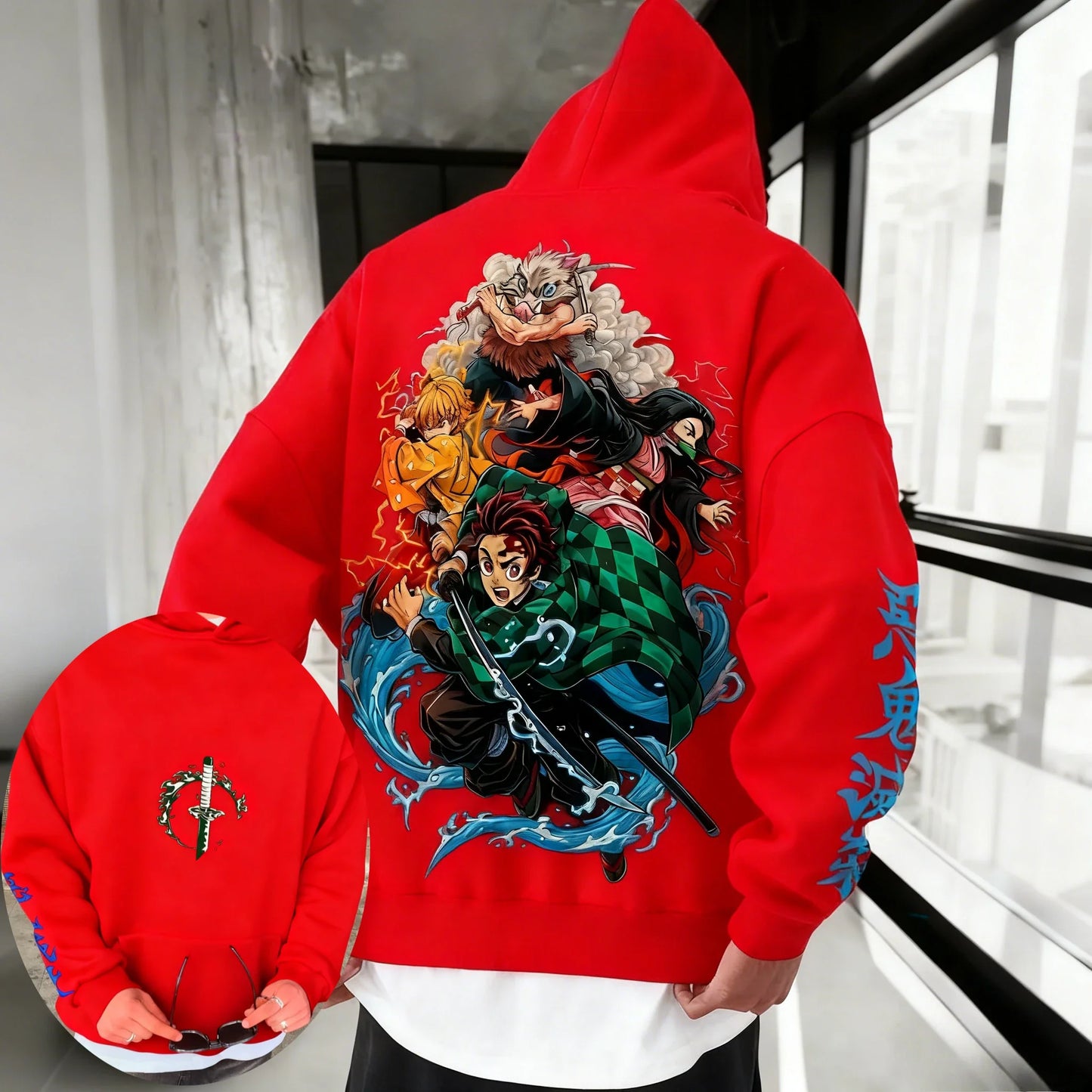 Demon Slayer: Kimetsu no Yaiba Men Hoodie Sweatshirt Japanese Anime Spring Autumn Winter Boy Long-sleeved Parent-child Outfit