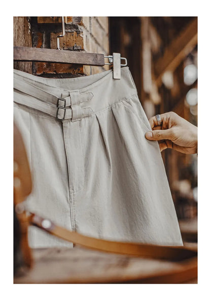 Men's Gurkha Wide Leg Shorts Minimalist Old Money Style Japanese Woven Workwear Casual Thin Summer Daily Men Shorts