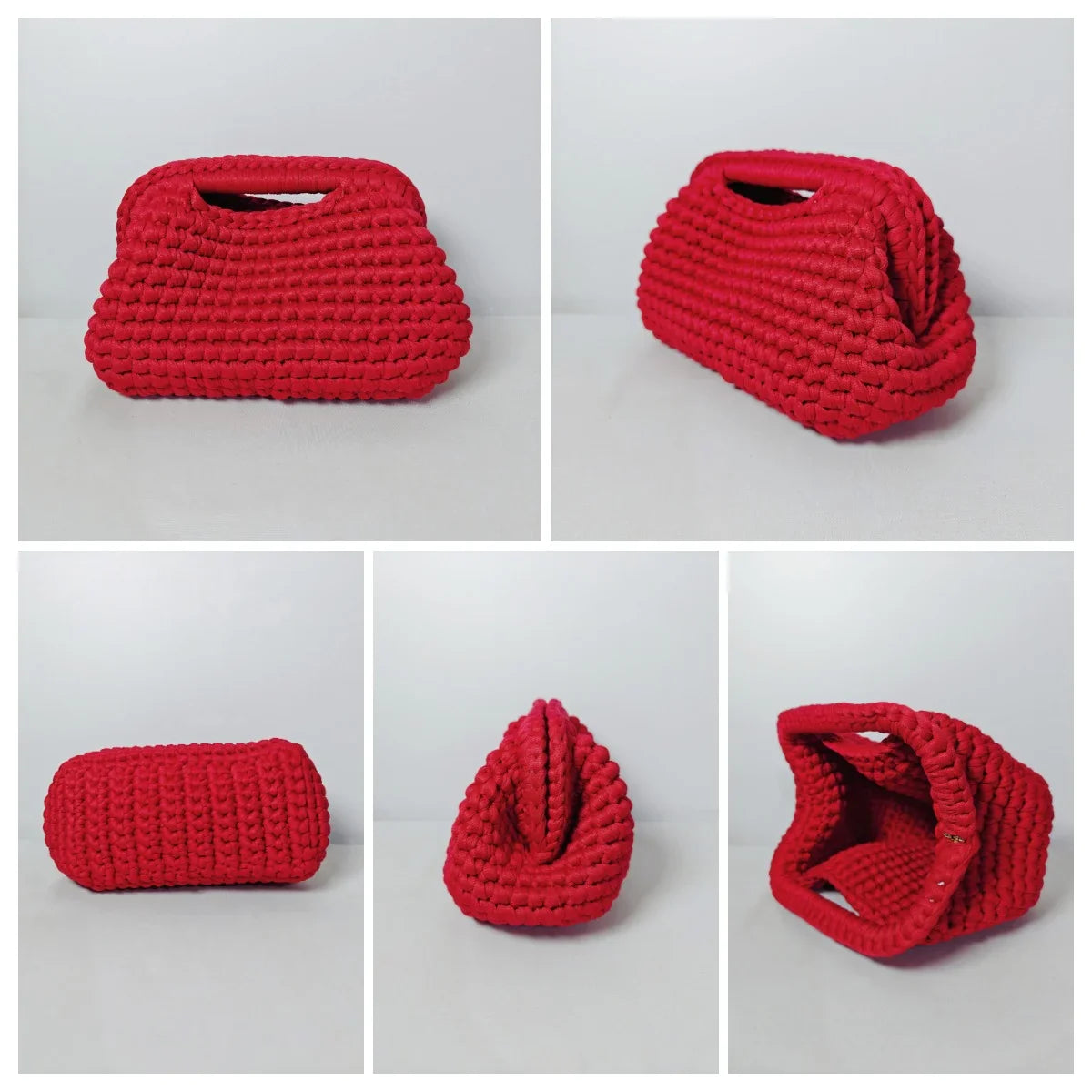 Yingzi Small Crochet Cluth Bag with Handle Handmade Evening Bag Makeup Bag