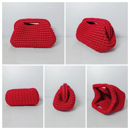Yingzi Small Crochet Cluth Bag with Handle Handmade Evening Bag Makeup Bag