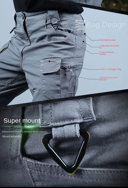 Stretch Canvas 97% Cotton 3% Spandex Tactical Pants For Men Climbing Hiking Trekking Cargo Pants Trousers
