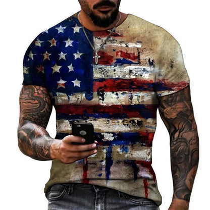 Summer Hot Selling Men's Creative Personality Soaring Eagle Animal 3D Printing Fun Casual Fashion T-shirt