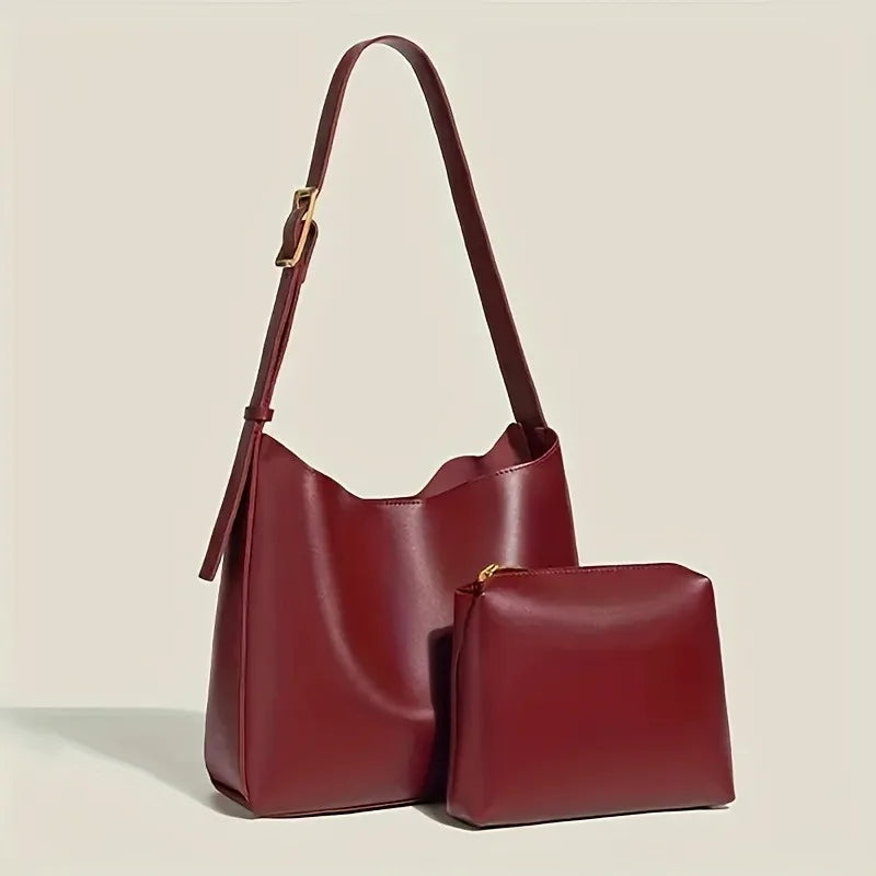 2 Pcs Large Capacity Handbag with Adjustable Shoulder Straps, Magnetic Closure, Simple and Casual Single Shoulder Crossbody Bags