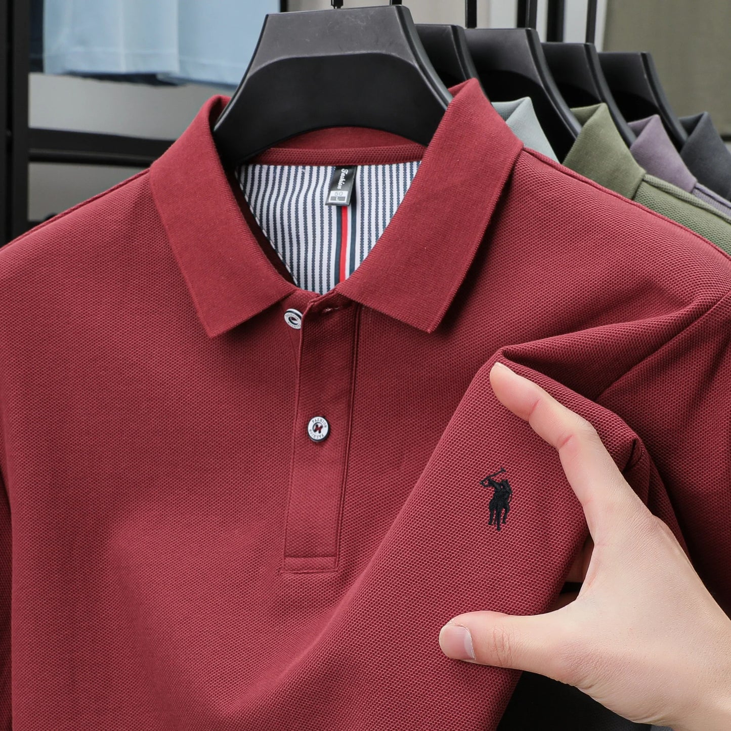 100%cotton luxury men's classic pony embroidery comfortable polo shirt fashionable summer new top breathable short sleeved shirt