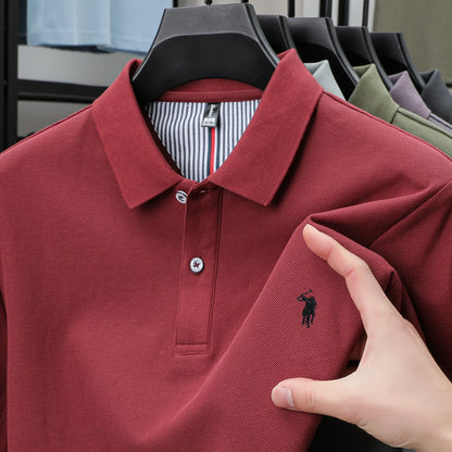 100%cotton luxury men's classic pony embroidery comfortable polo shirt fashionable summer new top breathable short sleeved shirt