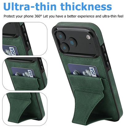 Foldable Kickstand Leather Phone Case For iPhone 17 Pro Max 16 Plus 15 14 13 12 Protective Credit Card Slots Kickstand Cover