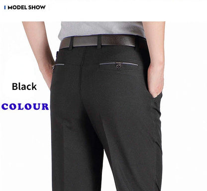 Autumn Thick  Summer Thin Casual Pants Men Straight Formal Long Trouser Adult Solid Color Flat Design Suit Pant Business RIYBEOE