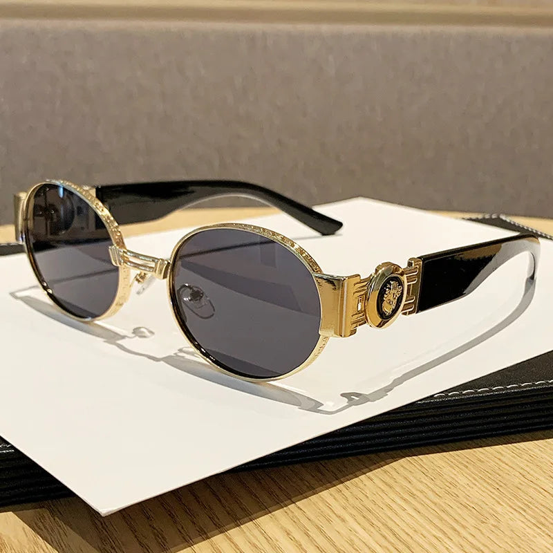 New Vintage Oval Sunglasses Metal Frame Women's Luxury Designery Sun Glasses Shades for Men Oculos UV400  Gafas De Sol Mujer