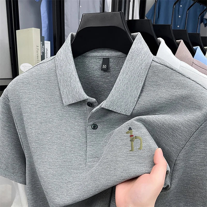 100Cotton High Quality Men's Polo Shirt Breathe Solid Color Soft Dog Print Short Sleeve Summer Lapel T-Shirt Business Menswear