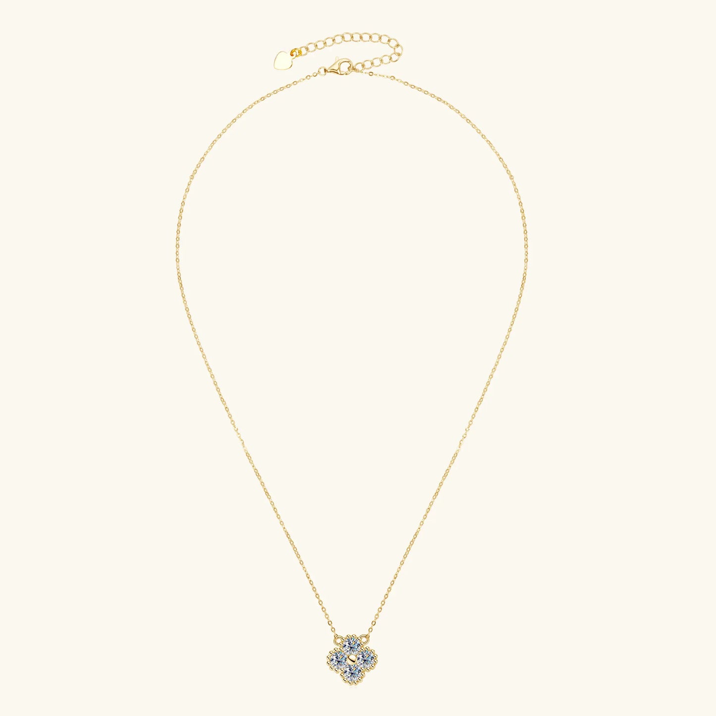 3mm Certified Moissanite Pendant Necklace for Women Classic Clover Flower Neck Chain 100% Pure 925 Silver Chain Charm