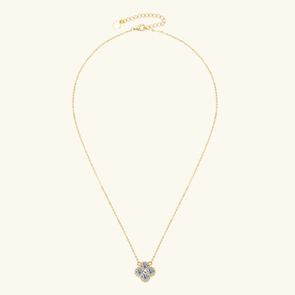 3mm Certified Moissanite Pendant Necklace for Women Classic Clover Flower Neck Chain 100% Pure 925 Silver Chain Charm
