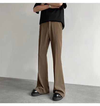 Brown Black Suit Pants Men Fashion Social Mens Dress Pants Korean Loose Casual Flared Pants Mens Office Formal Trousers M-2XL