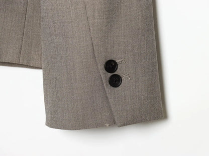 Vintage Solid Grey Elegant Woman Blazer Buttons Fashion 2026 Spring Office Lady Elegant Turtleneck Female Loose Outwear