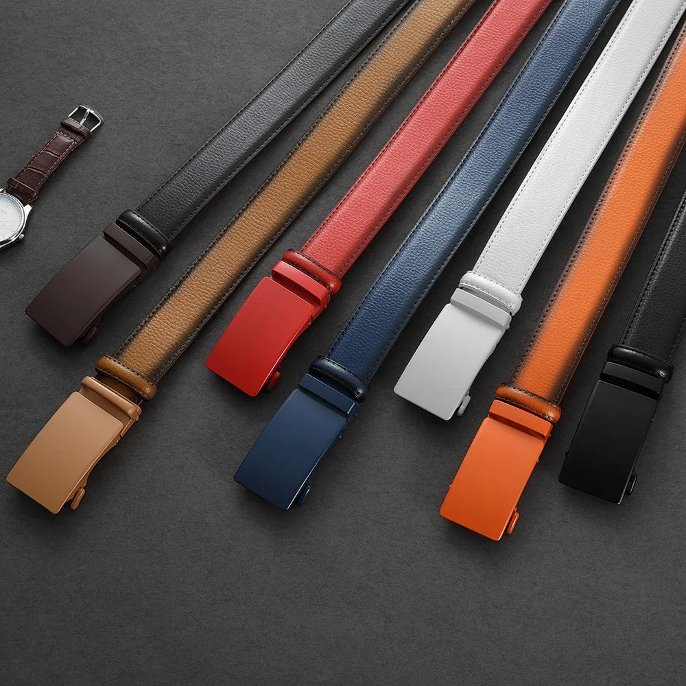 Men's Business Belt Leather Classic Alloy Buckle High Quality Casual Fashion Ratchet Adjustable Belt Cowboy Punk Casual Belt