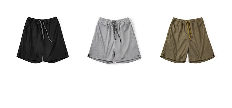 Outdoor Mesh Basketball Shorts Men's Summer Quick-Dry Breathable Pants with Elastic Waist Lightweight Running Sport Shorts