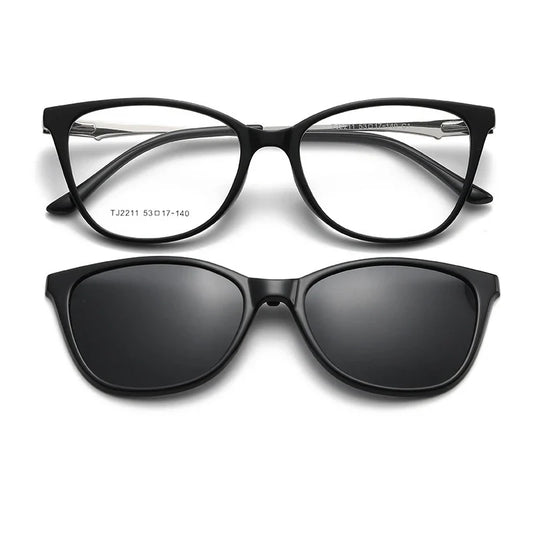 New Women's Cat Eye Polarized Sunglasses with Magnetic Clip Customizable Myopia Prescription Lens Reading Glasses