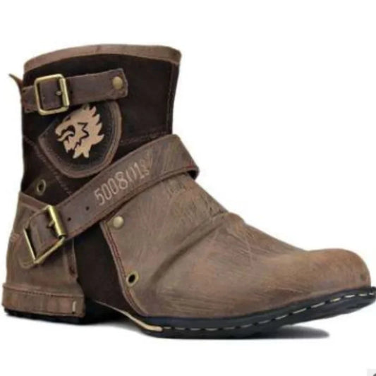 New Round Toe European and American Retro Men's Leather Boots Men's Shoes Men's Boots Plus Size 2023