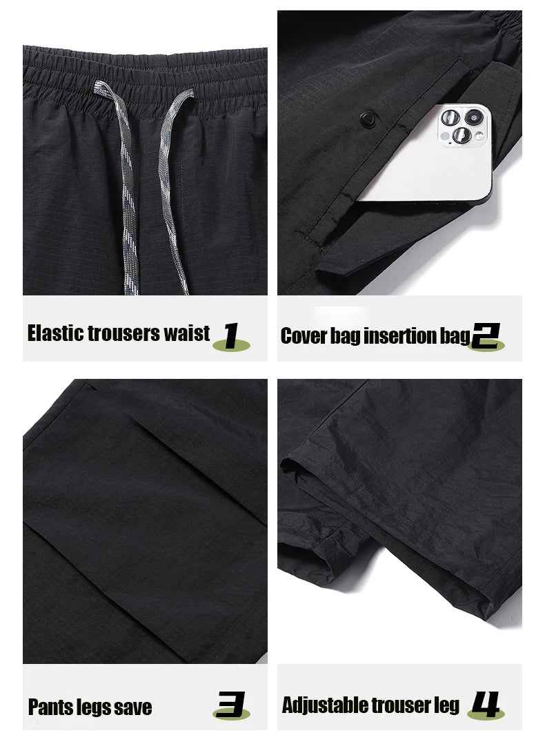 Summer Women Pant Outdoor Waterproof Hiking Pant Men Windproof Pant Adjustable Cuffs Cargo Trousers Lightweight Fishing Trousers