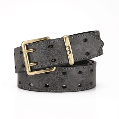 A Western-style PU Leather Belt for Both Men and Women, a Classic and Casual Retro Belt