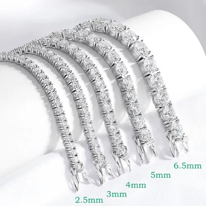 2-6.5mm Real Moissanite Tennis Bracelet for Women Christmas Gift Platinum Plated 100% 925 Sterling Silver Wedding Jewelry