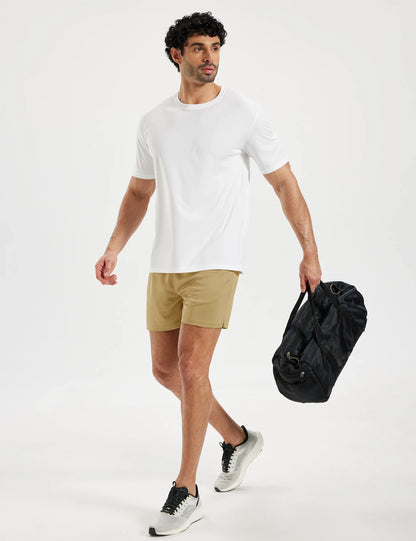 Men's Athletic Running Shorts Mesh Quick Dry Lightweight 5 inches Drawstring Gym Workout Shorts with Zipper Pockets