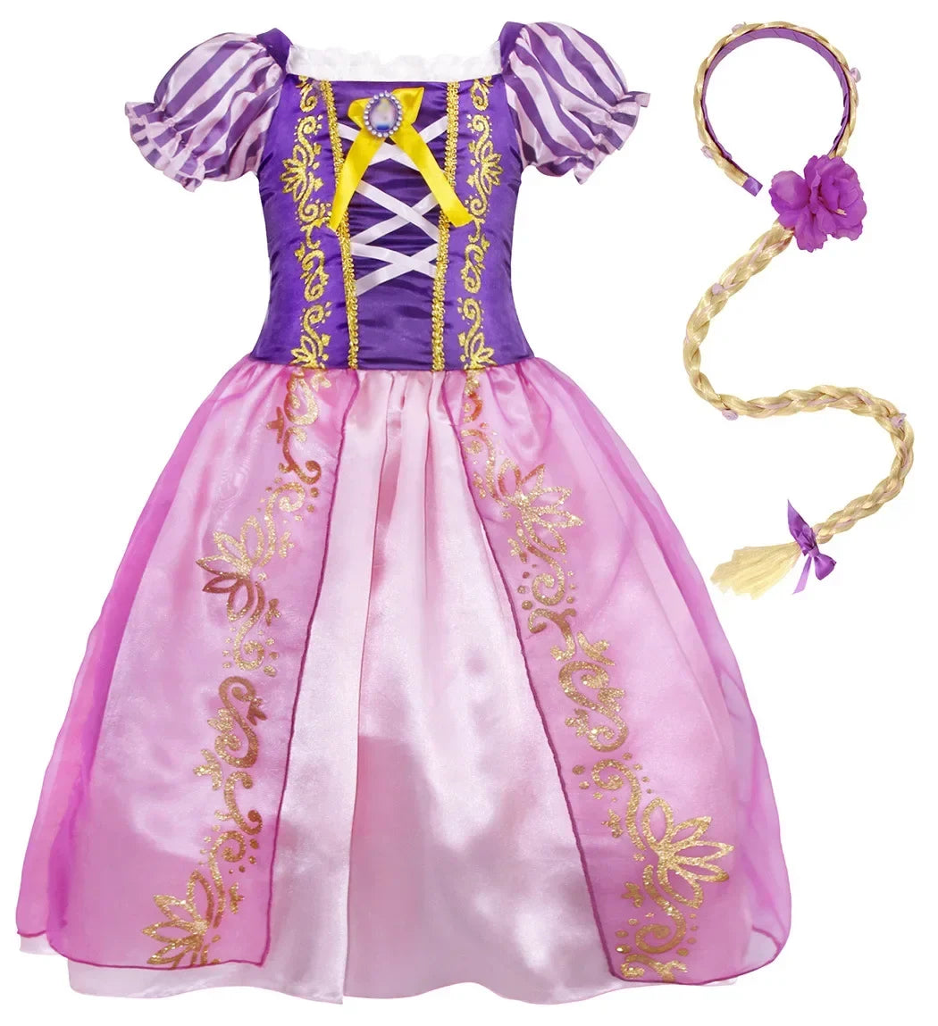 Girls Princess Dress Kids Disney Elsa Anna Snow White Aurora Sofia Rapunzel Cinderella Halloween Costume Children Birthday Party