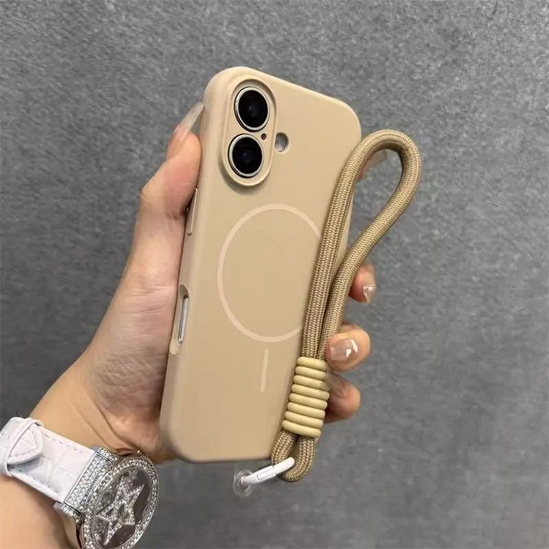 Candy Soft Liquid Silicone for Magsafe Case for iPhone 18 17 16 15 14 Pro Max Shockproof Magnetic Charging Lanyard Strap Cover