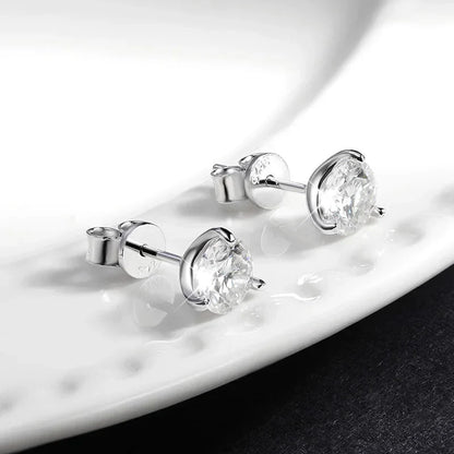 925 Sterling Silver 3 Prong Moissanite Stud Earrings 1ct D VVS1 Diamond with GRA for Women Wedding Party Fine Jewelry Gift