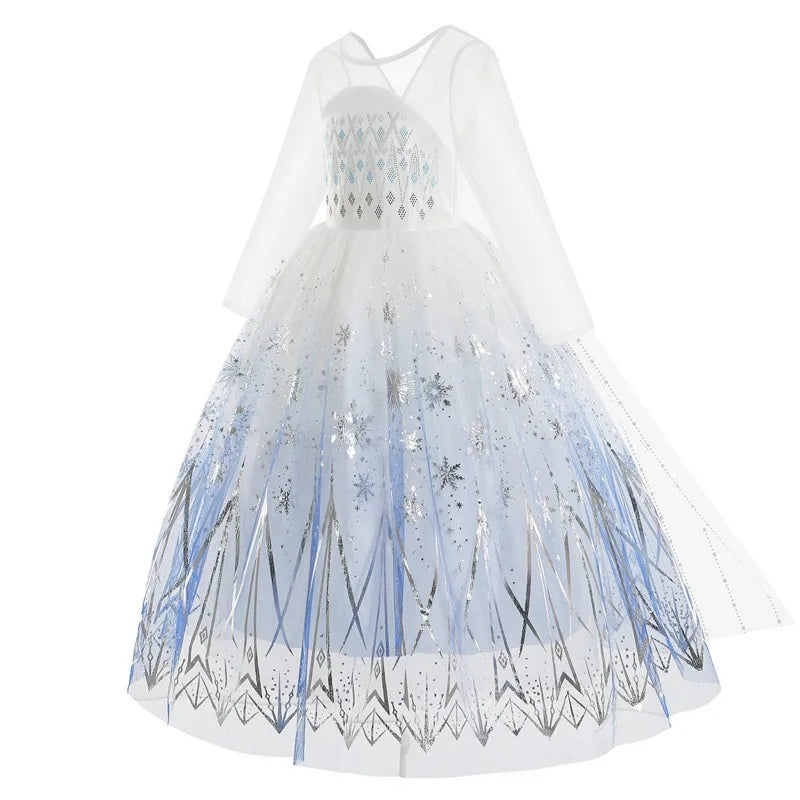Halloween White Frozen Costumes for Girl Cosplay Elsa Princess Dress Long White Dress Halloween Carnival Dress Fire Spirit Olaf