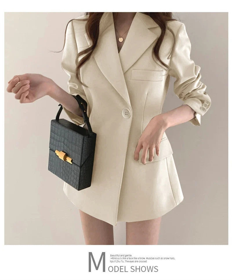 Women Blazer 2025 New Slim Spring Autumn Suit Jackets One Button Long Sleeve Korean Casual Coats Female Blazer Outwear Trend Top