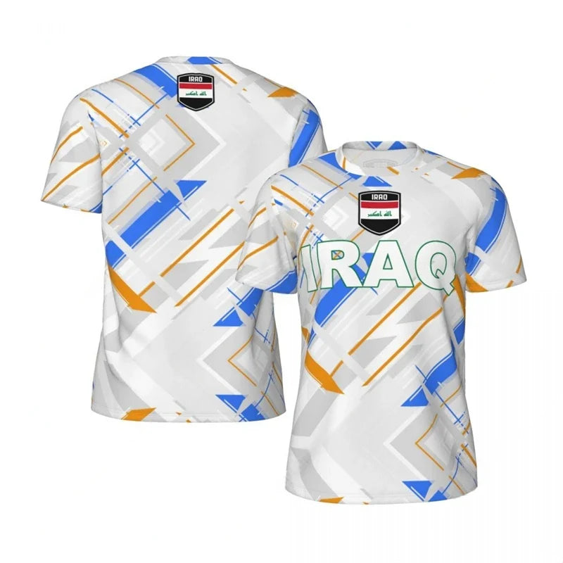 IRAQ Flag 3D Print Sport Quick Dry Breathable Men T-shirt Outdoor Football Jersey Team Fan Loose Short Sleeve Summer Top Clothes