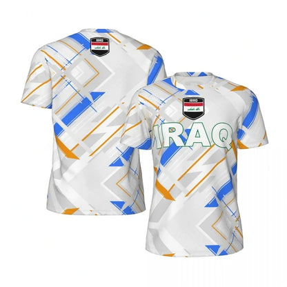 IRAQ Flag 3D Print Sport Quick Dry Breathable Men T-shirt Outdoor Football Jersey Team Fan Loose Short Sleeve Summer Top Clothes