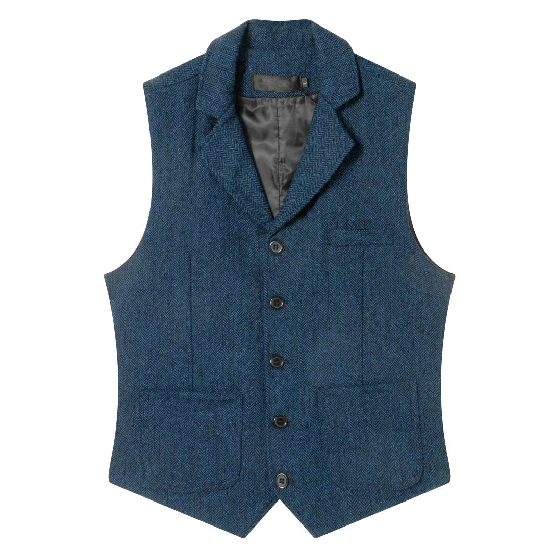 Men Vest Coffee Herringbone Single Button Lapel Waistcoat For Wedding Banquet Office Business Work Daily Casual Men Suit Vest