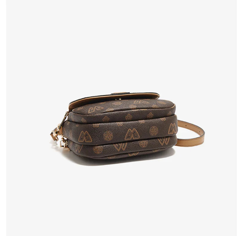 Women Small Shoulder Bag Fashion Monogram PVC Lady Crossbody Handbag with Adjustable Strap