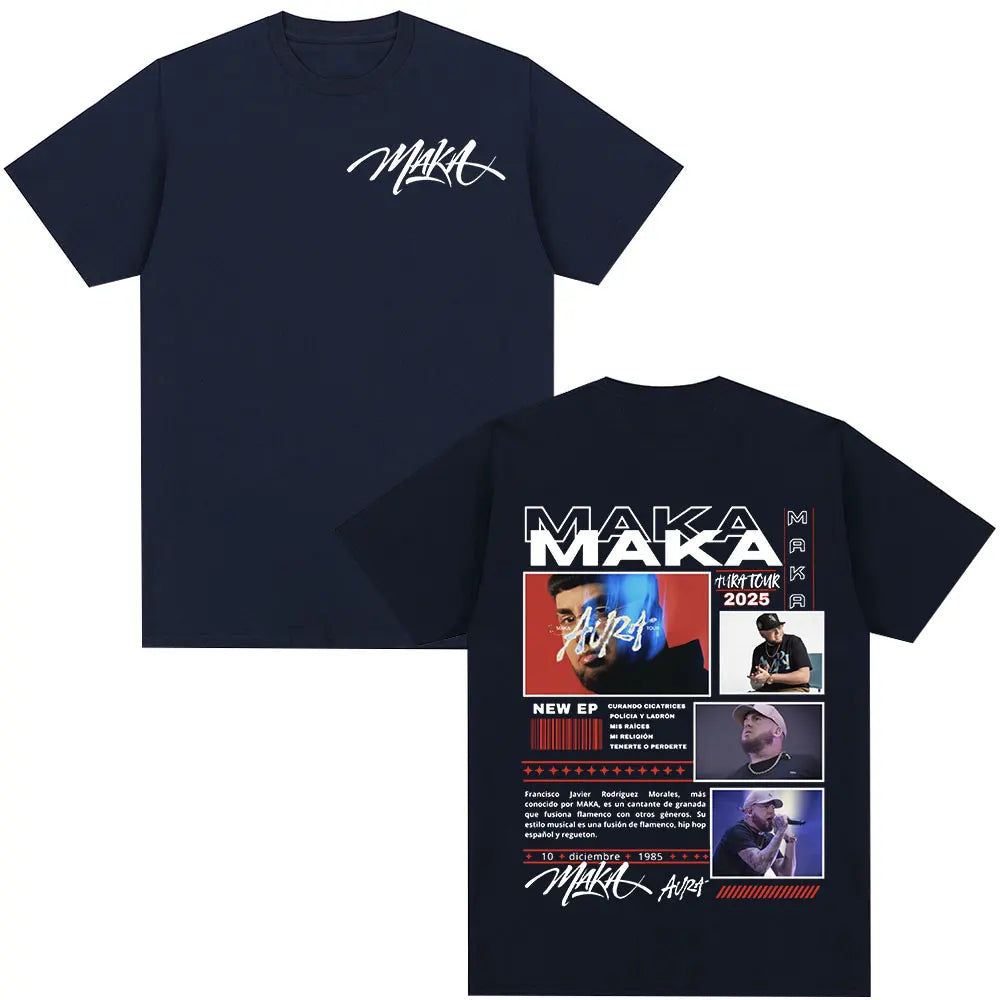Rapper Maka Aura 2025 Tour Merch T Shirts Men Women Fashion Vintage Street T-shirt Casual Cotton Short Sleeve T Shirt Streetwear