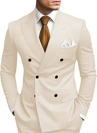 Man 2 Piece Outfit Set Double-breasted, Double-slit Suit for  Wedding Dresses Stage Costume Graduation Casual Suit