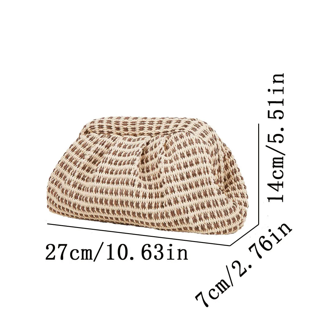 2026 Spring and Summer New Fashion Woven Handbag French Lazy Cloud Flower Bag Women's Commuter and Vacation Dual-purpose Bag