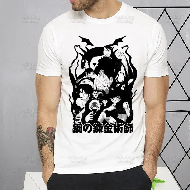 Fullmetal Alchemist T Shirt Harajuku Alphonse Elric TShirts Short Sleeve Fashion Casual Edward Elric T-Shirt Tops Tees