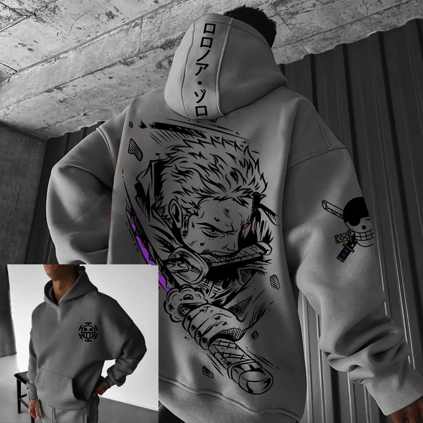 2026  Anime Hoodie Graphic Sweatshirt Men Women One Piece Zoro Streetwear New Spring Casual Pullover Jacket Long Sleeve Tops