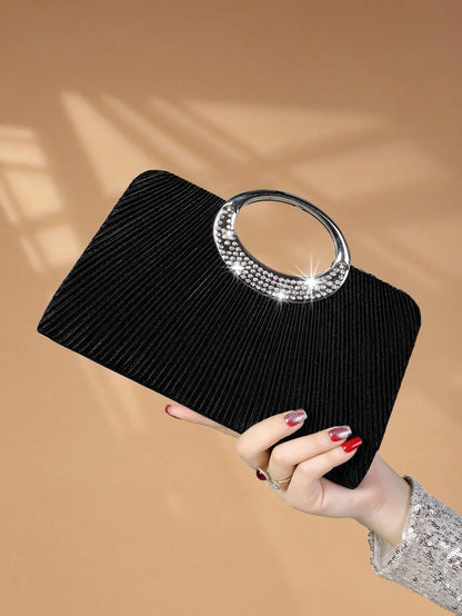 Women's Sparkling Glitter Crystal Evening Bag, Handbag And Crossbody Bag With Simple And Elegant Design, Suitable For Wedding