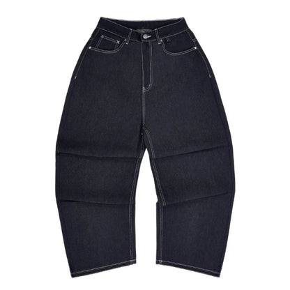 Y2K HipHop Chic Denim Jeans Trendy Disc Embroidered Pattern Retro Straight Leg Pants Casual Simple Streetwear Unisex Baggy Jeans