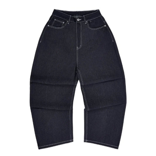 Y2K HipHop Chic Denim Jeans Trendy Disc Embroidered Pattern Retro Straight Leg Pants Casual Simple Streetwear Unisex Baggy Jeans