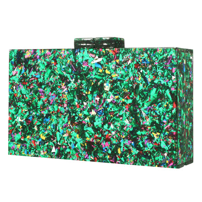 Women Handbags Evening Banquet Party Clutch Bag Rectangle Multicolor Geometric Trend Designed Acrylic Bags Chain Crossbody Bag