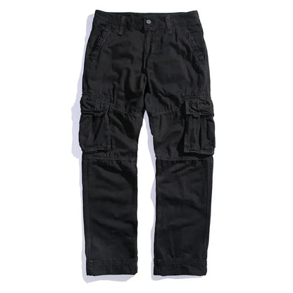 Casual Pants Men Straight Leg Cotton Cargo Trouser Male Multi Pocket Work Fishing Wear Military Style Summer Spring Khaki Black