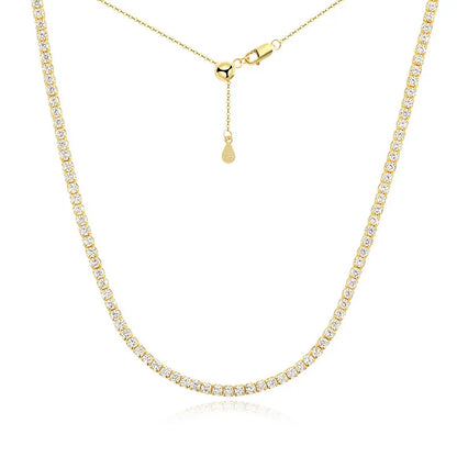 Each 2mm All Zircon/moissanite Tennis Necklace for Women Man Adjustable Choker Chain 100% 925 Sterling Silver Jewelry