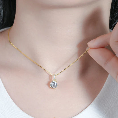 D VVS1 Moissanite Necklace Diamond Pendent 1CT-2CT with Certified 925 Sterling Silver Necklaces for Women Dainty Gifts