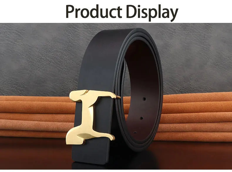 High grade Stainless steel horse slide buckle men belts 3.8cm wide genuine leather Waistband cowboy casual ceinture homme