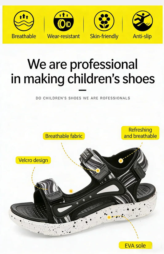 Fashion Kids Walking Sandals Boys Shoes Soft Sole Non-slip Outdoor Summer Children's Beach Water Shoes