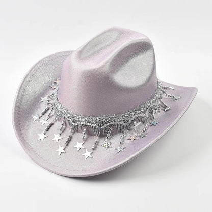 Women Sequin Fedora Hat With Rhinestone Ribbons Fashion Festival Party Wedding Dress Hats Cowgirl Jazz Cap