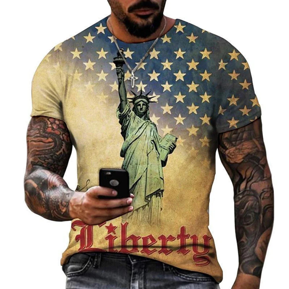 Summer Hot Selling Men's Creative Personality Soaring Eagle Animal 3D Printing Fun Casual Fashion T-shirt